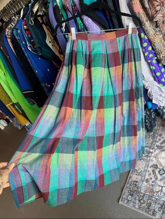 Christian Dior Dresses & Skirts - Vintage Christian Dior Multicolor Plaid Midi Skirt